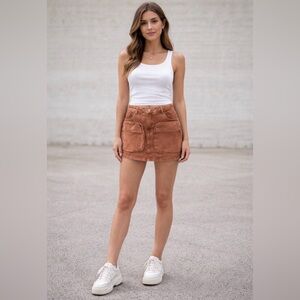 Designer look Rust Cargo Denim Mini Skirt Size medium By Rehab lab
